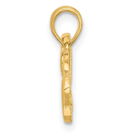 Polished Fancy Heart and Paw Charm Pendant in Real 14k Yellow Gold