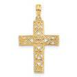 Fancy Cross Charm Pendant in Real 14k Yellow Gold