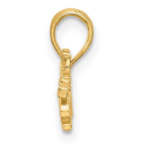 14k Yellow Gold Princess Pendant with Crown Accent and Script Name Detail