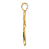 14k Yellow Gold Cross Pendant with Open Heart Design, Polished Religious Jewelry for Men and Women