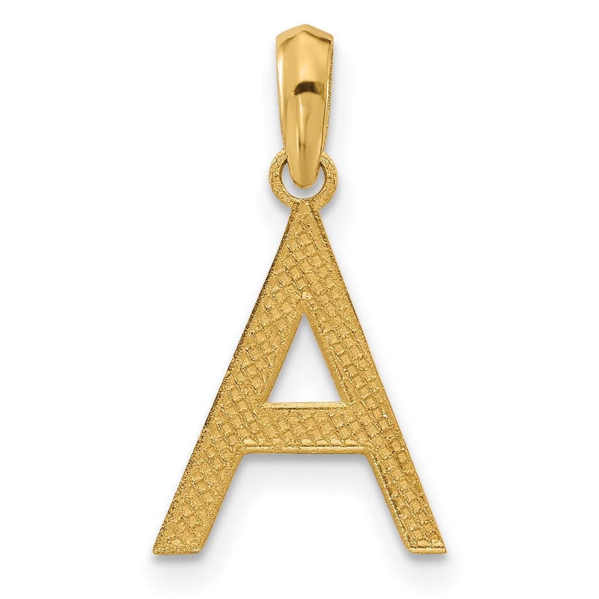 14k Yellow Gold Initial A Pendant Charm, Polished Block Letter Alphabet Jewelry for Women or Unisex