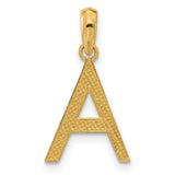 14k Yellow Gold Initial A Pendant Charm, Polished Block Letter Alphabet Jewelry for Women or Unisex