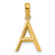 14k Yellow Gold Initial A Pendant Charm, Polished Block Letter Alphabet Jewelry for Women or Unisex