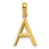 14k Yellow Gold Initial A Pendant Charm, Polished Block Letter Alphabet Jewelry for Women or Unisex