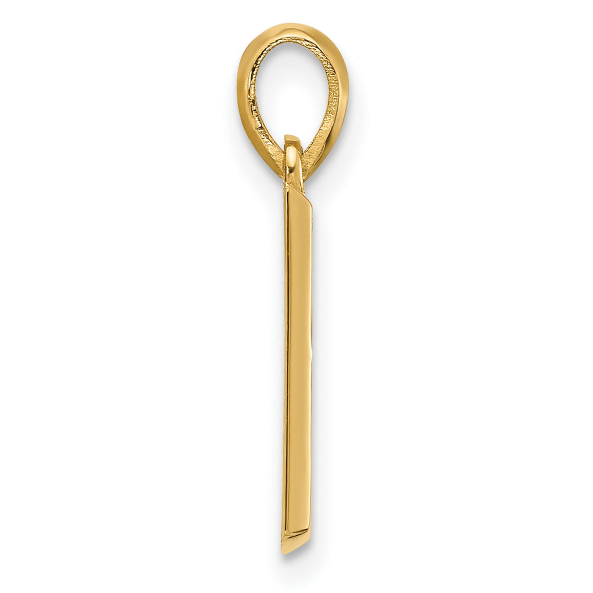 14k Yellow Gold Letter B Pendant Charm, Polished Block Initial Monogram Jewelry