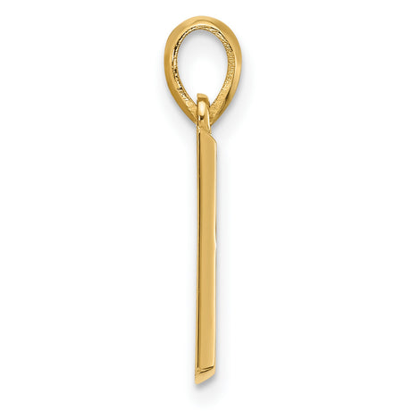 14k Yellow Gold Letter B Pendant Charm, Polished Block Initial Monogram Jewelry