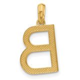 14k Yellow Gold Letter B Pendant Charm, Polished Block Initial Monogram Jewelry