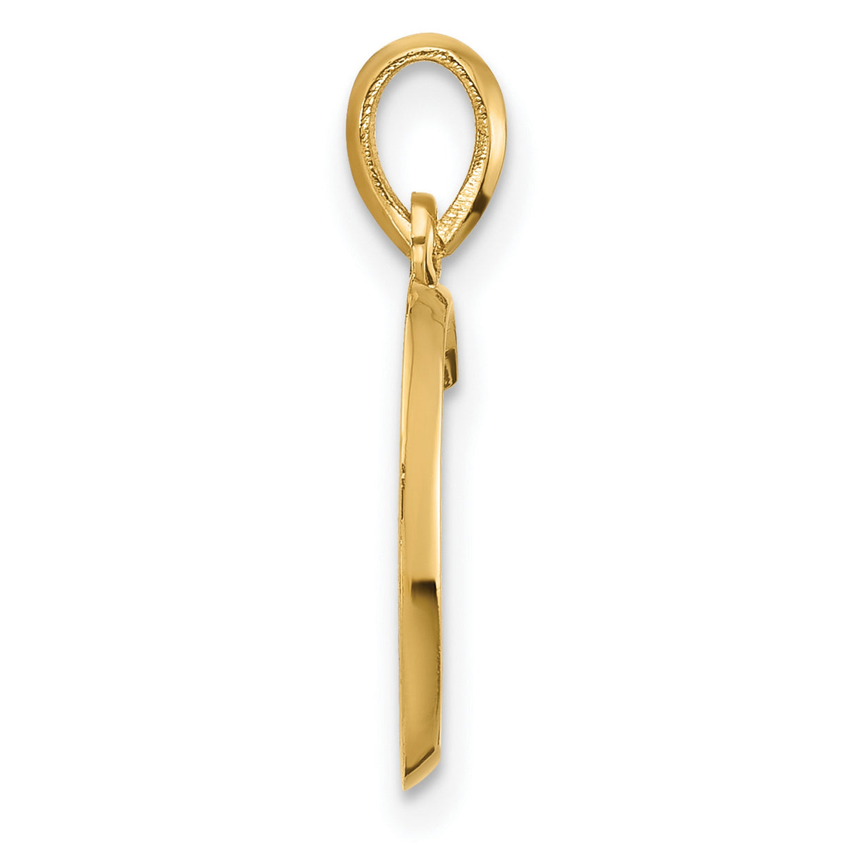 14k Yellow Gold Letter C Pendant, Polished Flat Initial Charm for Women or Unisex