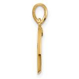 14k Yellow Gold Letter C Pendant, Polished Flat Initial Charm for Women or Unisex