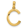 14k Yellow Gold Letter C Pendant, Polished Flat Initial Charm for Women or Unisex