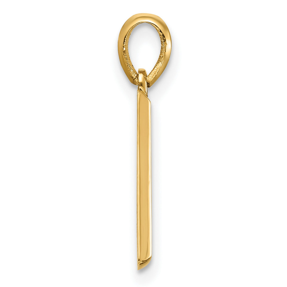 14k Yellow Gold Initial D Pendant Charm, Polished Block Letter Monogram Jewelry