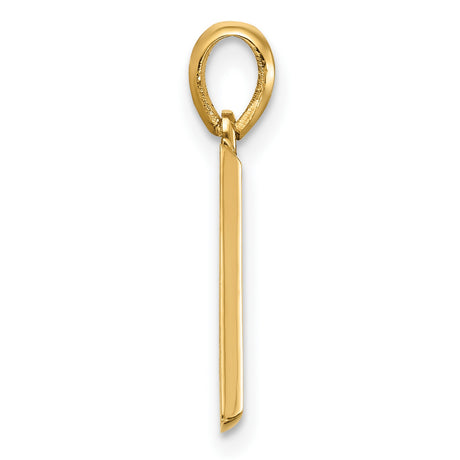 14k Yellow Gold Initial D Pendant Charm, Polished Block Letter Monogram Jewelry