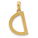 14k Yellow Gold Initial D Pendant Charm, Polished Block Letter Monogram Jewelry