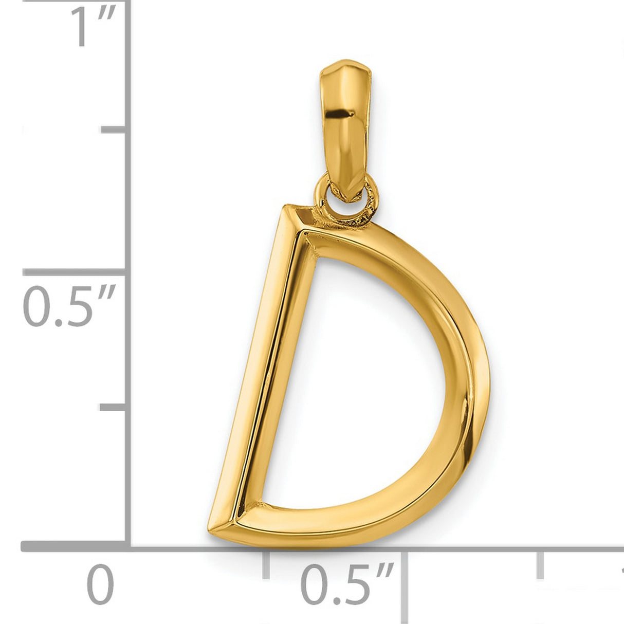 14k Yellow Gold Initial D Pendant Charm, Polished Block Letter Monogram Jewelry