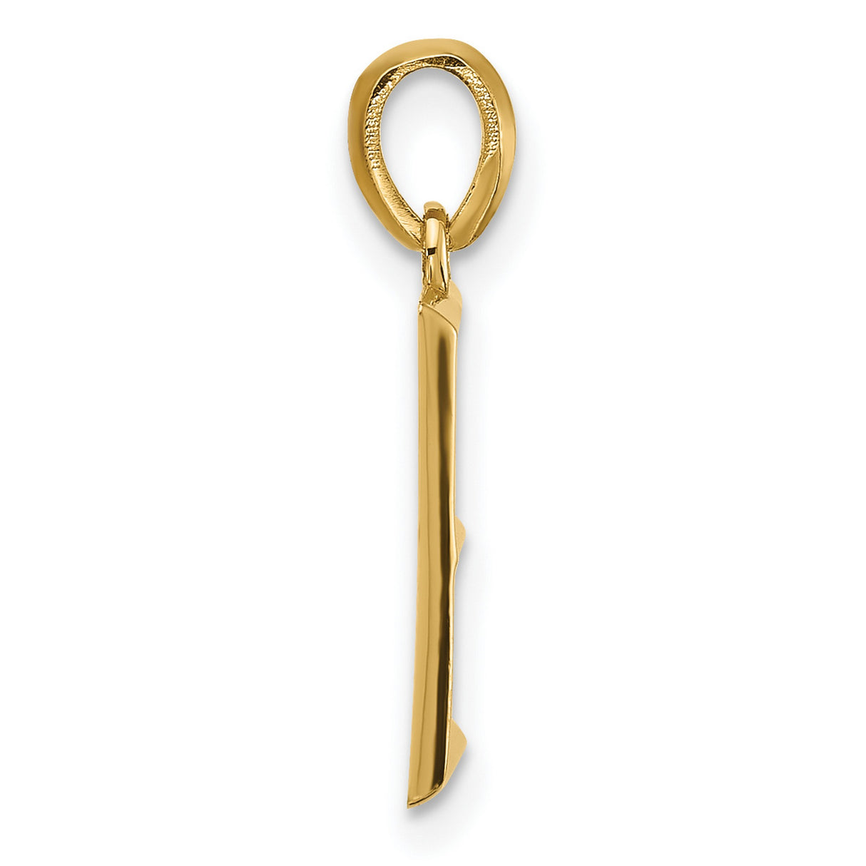 14k Yellow Gold Initial Pendant, Bold Block Letter E Alphabet Charm for Women or Unisex Wear