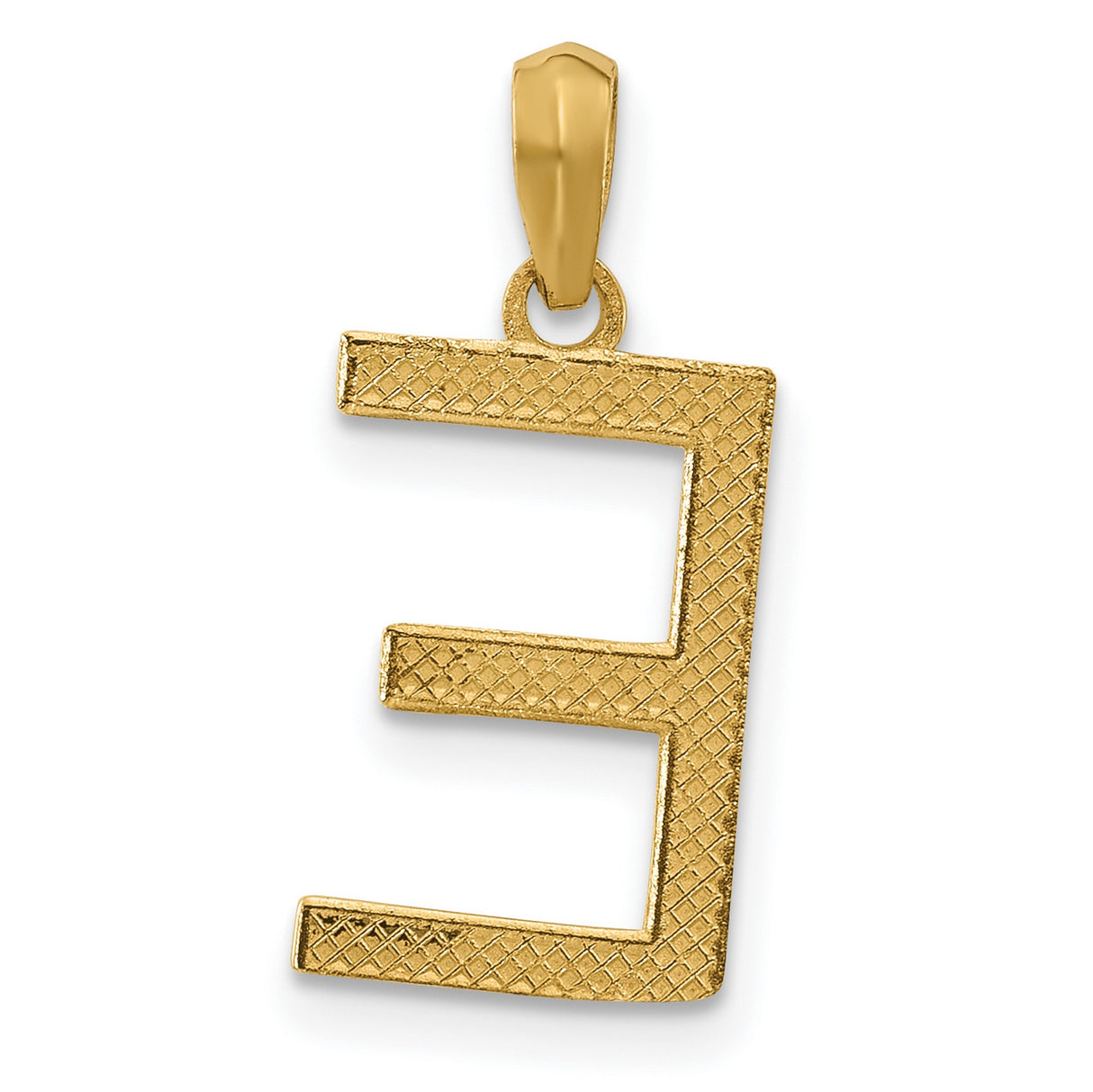 14k Yellow Gold Initial Pendant, Bold Block Letter E Alphabet Charm for Women or Unisex Wear