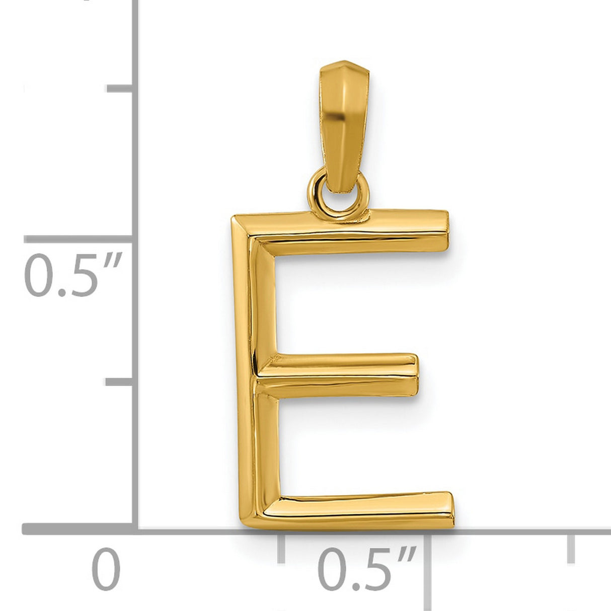 14k Yellow Gold Initial Pendant, Bold Block Letter E Alphabet Charm for Women or Unisex Wear