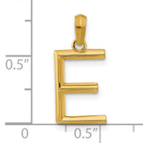 14k Yellow Gold Initial Pendant, Bold Block Letter E Alphabet Charm for Women or Unisex Wear