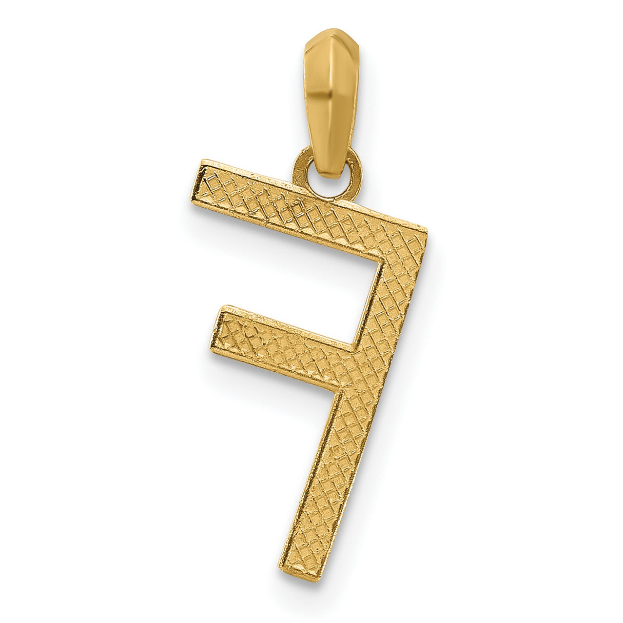 14k Yellow Gold Letter F Pendant, Polished Block Initial Charm, Unisex Monogram Jewelry