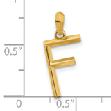 14k Yellow Gold Letter F Pendant, Polished Block Initial Charm, Unisex Monogram Jewelry