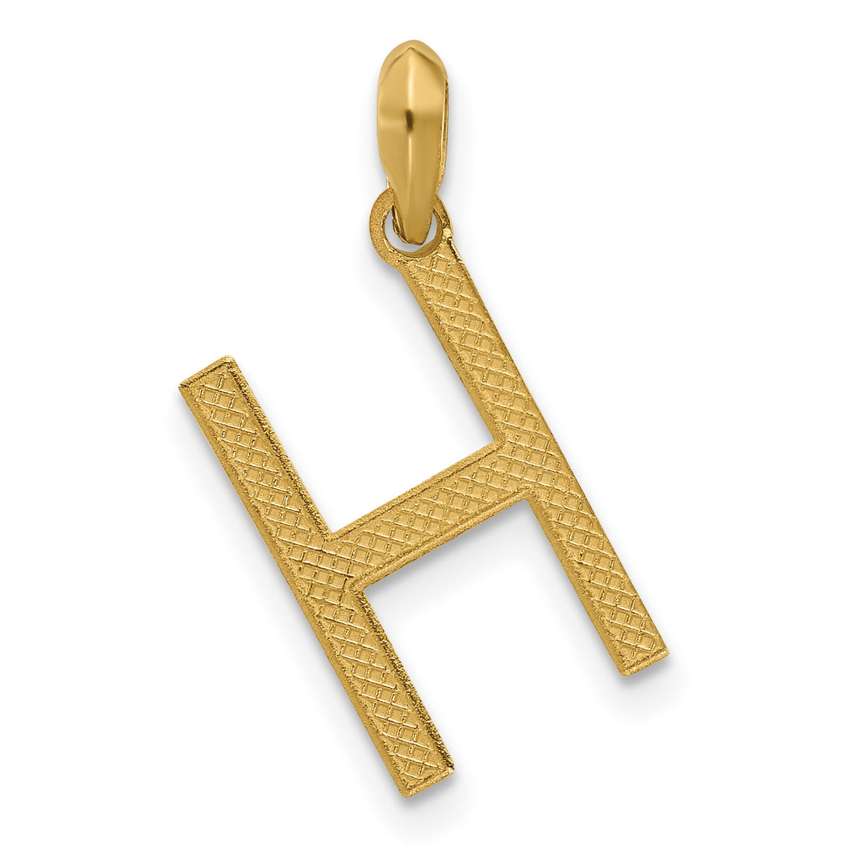 14k Yellow Gold Letter H Pendant Charm, Polished Block Initial for Women or Unisex Wear