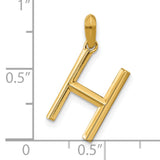 14k Yellow Gold Letter H Pendant Charm, Polished Block Initial for Women or Unisex Wear