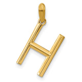14k Yellow Gold Letter H Pendant Charm, Polished Block Initial for Women or Unisex Wear