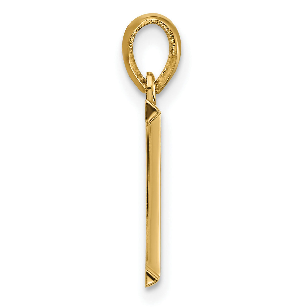 14k Yellow Gold Letter I Pendant, High-Polish Alphabet Charm for Women and Men