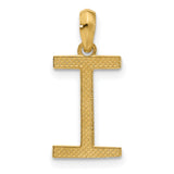 14k Yellow Gold Letter I Pendant, High-Polish Alphabet Charm for Women and Men