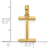 14k Yellow Gold Letter I Pendant, High-Polish Alphabet Charm for Women and Men