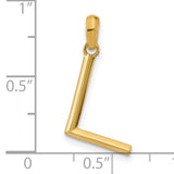 14k Yellow Gold Letter L Pendant, Polished Flat Initial Charm, Minimalist Monogram Jewelry