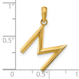 14k Yellow Gold Lightning Bolt Pendant, Modern Zigzag Symbol of Strength for Men and Women