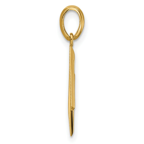 14k Yellow Gold Letter N Pendant, Polished Uppercase Initial Charm for Women or Unisex Wear