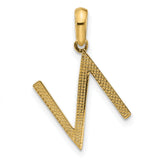 14k Yellow Gold Letter N Pendant, Polished Uppercase Initial Charm for Women or Unisex Wear