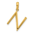 14k Yellow Gold Letter N Pendant, Polished Uppercase Initial Charm for Women or Unisex Wear