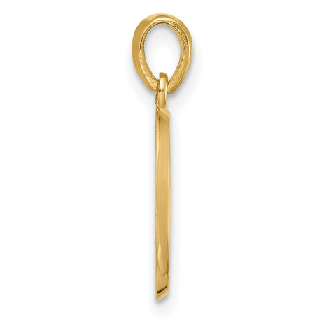 14k Yellow Gold Oval Pendant, Minimalist Polished Open Loop Symbolizing Eternity for Women