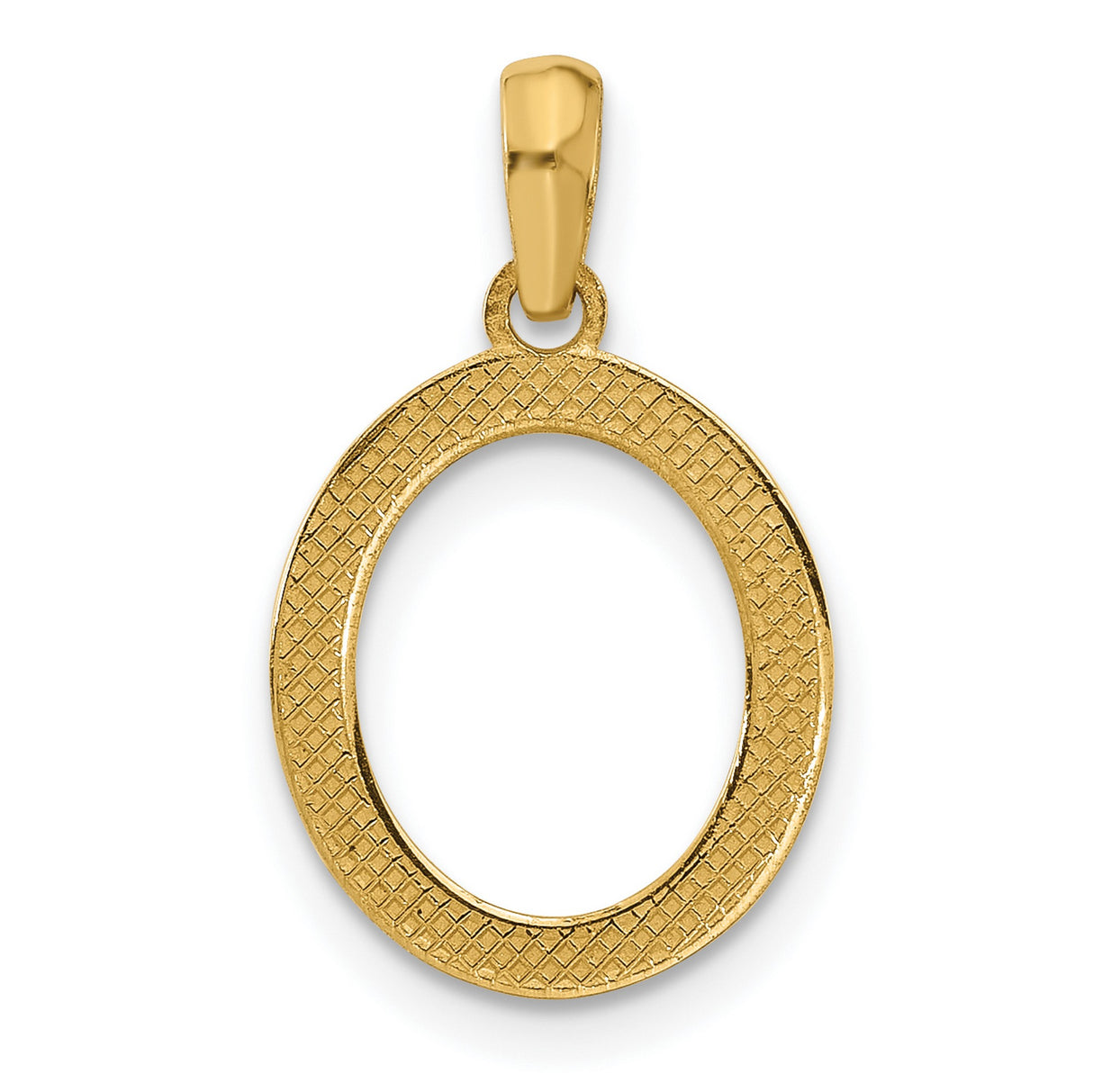14k Yellow Gold Oval Pendant, Minimalist Polished Open Loop Symbolizing Eternity for Women