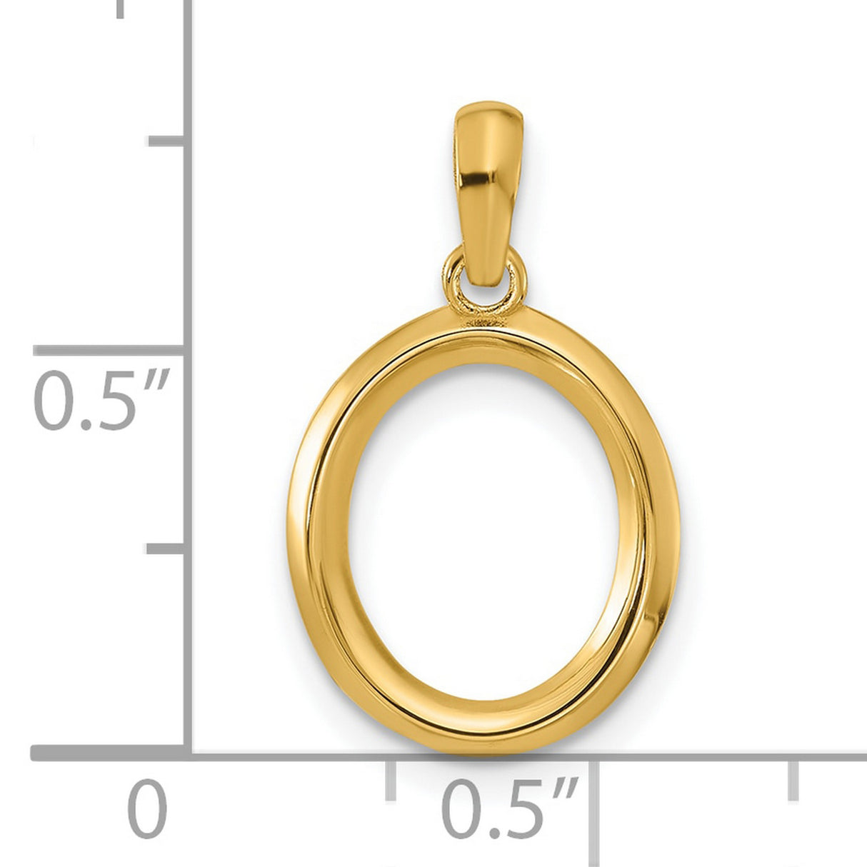 14k Yellow Gold Oval Pendant, Minimalist Polished Open Loop Symbolizing Eternity for Women