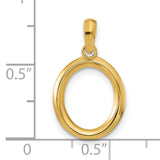 14k Yellow Gold Oval Pendant, Minimalist Polished Open Loop Symbolizing Eternity for Women