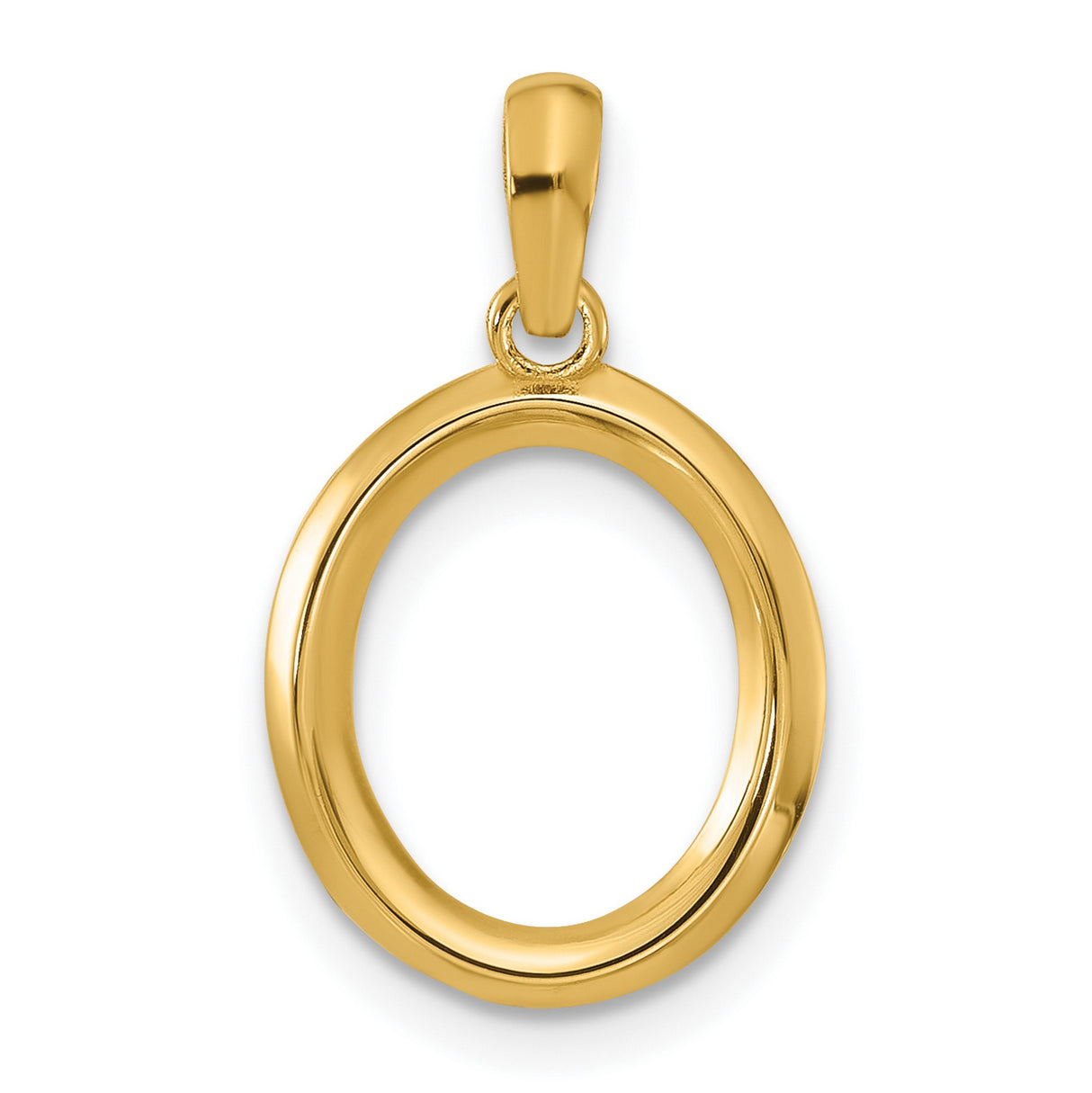 14k Yellow Gold Oval Pendant, Minimalist Polished Open Loop Symbolizing Eternity for Women