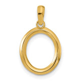 14k Yellow Gold Oval Pendant, Minimalist Polished Open Loop Symbolizing Eternity for Women