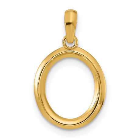 14k Yellow Gold Oval Pendant, Minimalist Polished Open Loop Symbolizing Eternity for Women