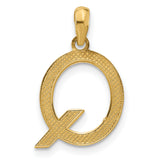 14k Yellow Gold Letter Q Pendant Charm, Polished Finish, Simple Font, Unisex Design