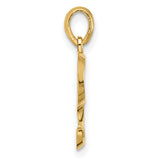 14k Yellow Gold Script Letter S Pendant Charm, Polished Monogram Jewelry for Women or Unisex Wear