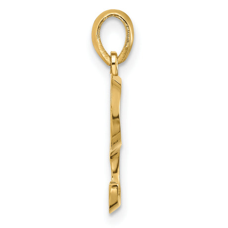 14k Yellow Gold Script Letter S Pendant Charm, Polished Monogram Jewelry for Women or Unisex Wear