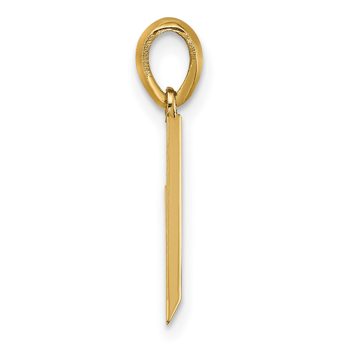 14k Yellow Gold Initial V Pendant, Polished Block Letter Charm for Women