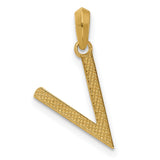 14k Yellow Gold Initial V Pendant, Polished Block Letter Charm for Women