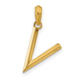 14k Yellow Gold Initial V Pendant, Polished Block Letter Charm for Women