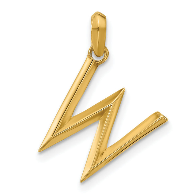 14k Yellow Gold Lightning Bolt Pendant, Modern Bold Design for Men and Women