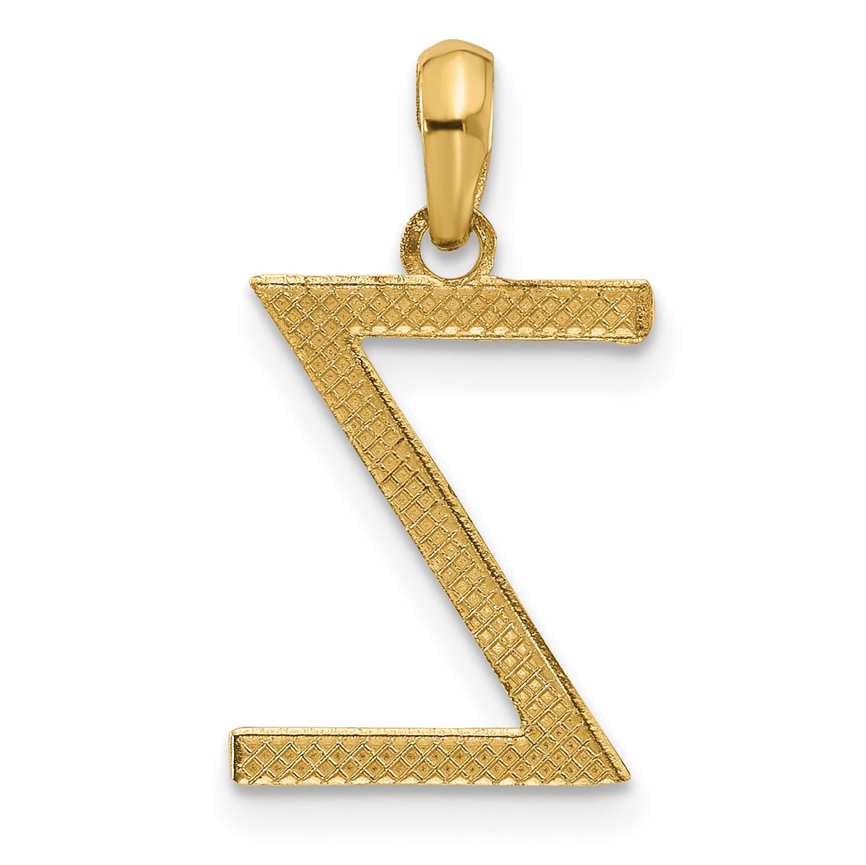 14k Yellow Gold Letter Z Pendant, Polished Alphabet Charm, Dainty Initial Jewelry for Women or Unisex